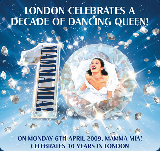 London celebrates a decade of Dancing Queen! Mamma Mia! celebrates 10 years in London