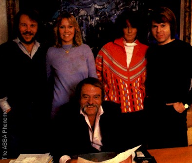 Stig Anderson with Benny, Agnetha, Frida, Bjrn, 1980
