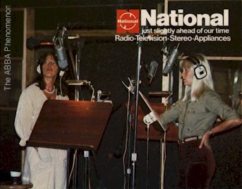 Frida & Agnetha recording the National jingle