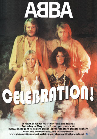 ABBA CELEBRATION! A night of ABBA music for fans and friends in Sydney. Saturday 26 May 2012. Click here for details